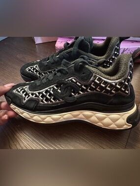 Authentic Chanel Trail Trainer Black Suede
